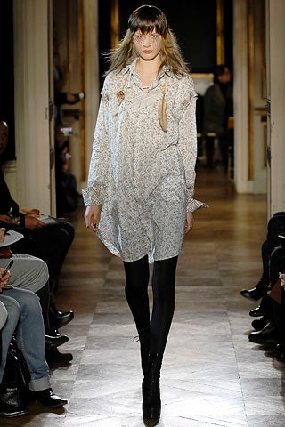 floral shirt-dress with black leggings
