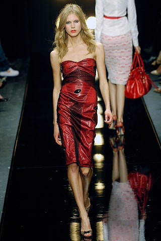 fitted red leather dress