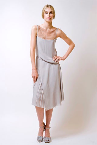 gray silk sleeveless dress