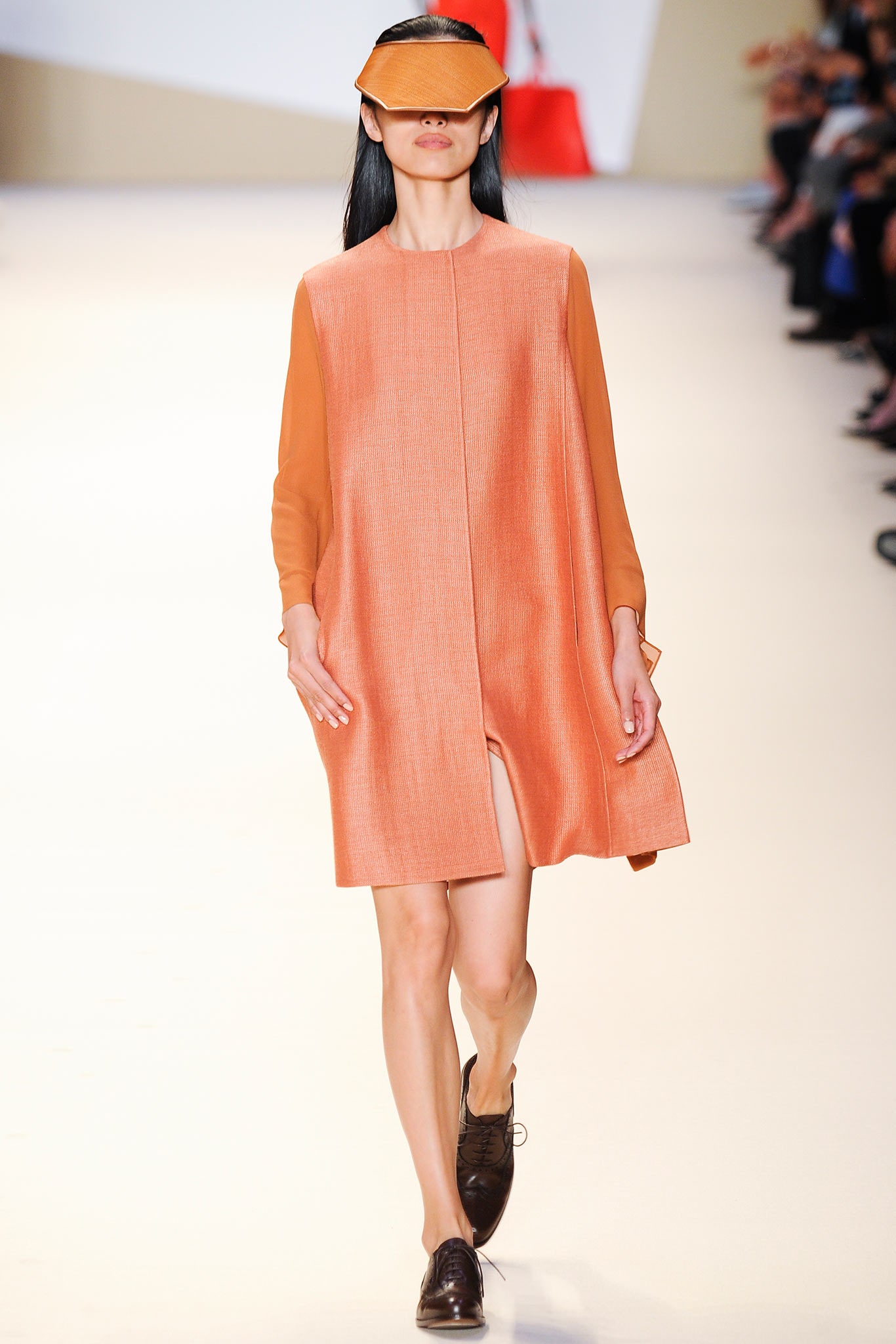 orange relaxed mini dress with hat