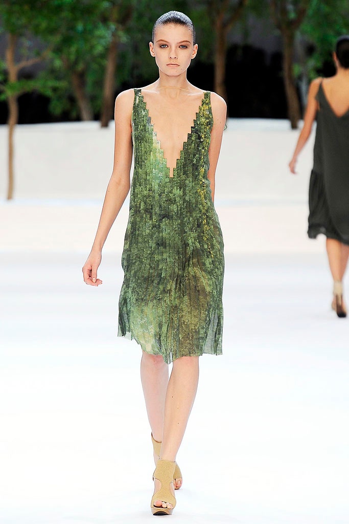 green silk sleeveless dress