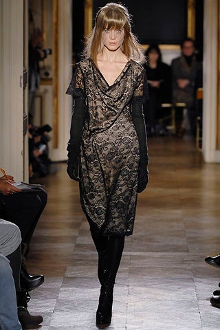 black lace midi dress with gloves