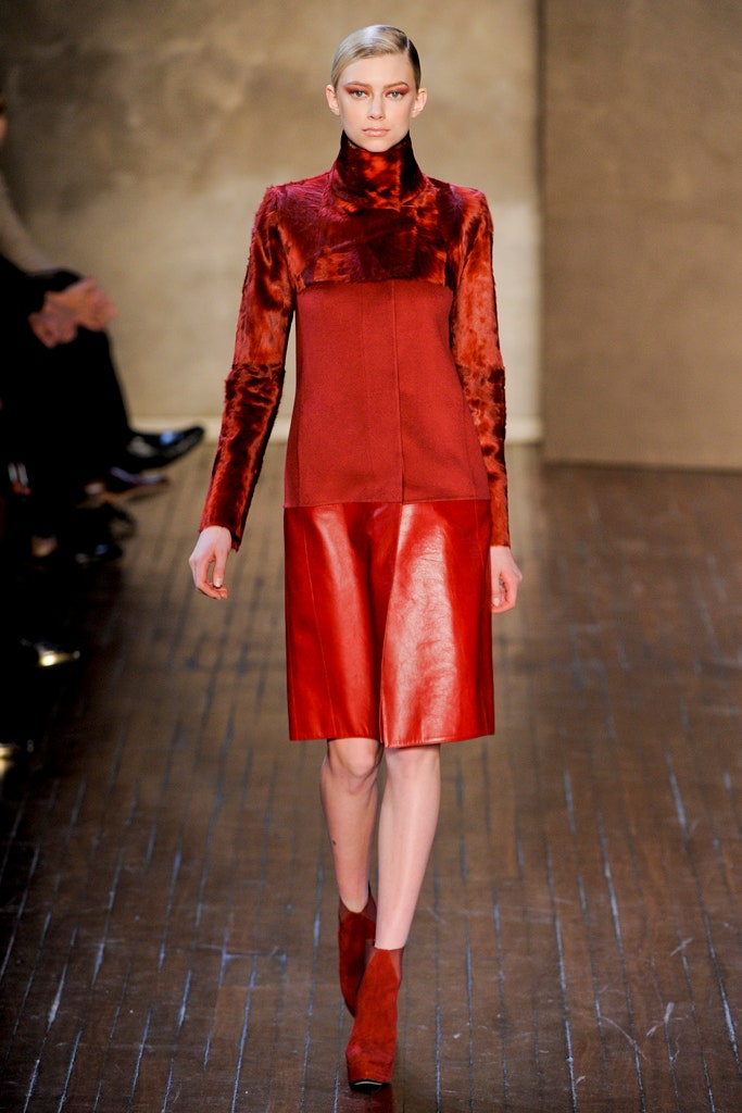 red leather silk midi dress