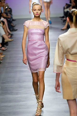 fitted pink silk mini dress