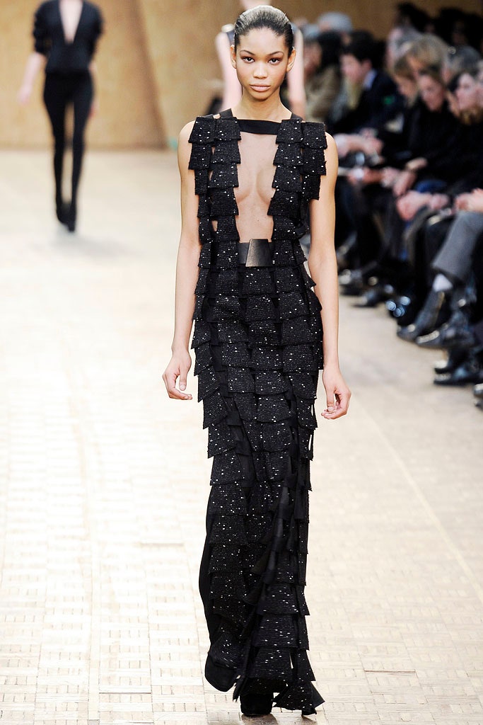 black silk sleeveless gown