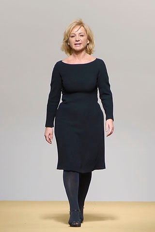 black fitted long-sleeve dress