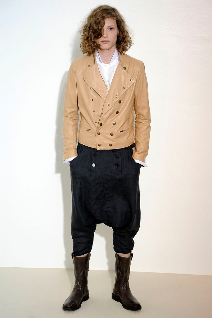 beige leather jacket black pants