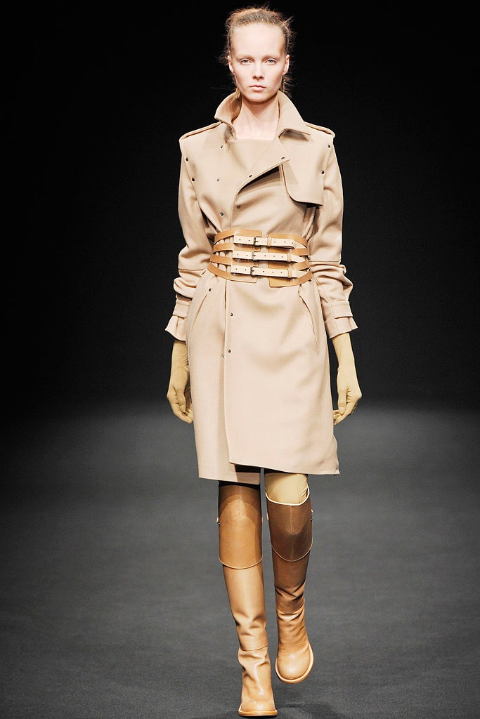 beige belted trench coat