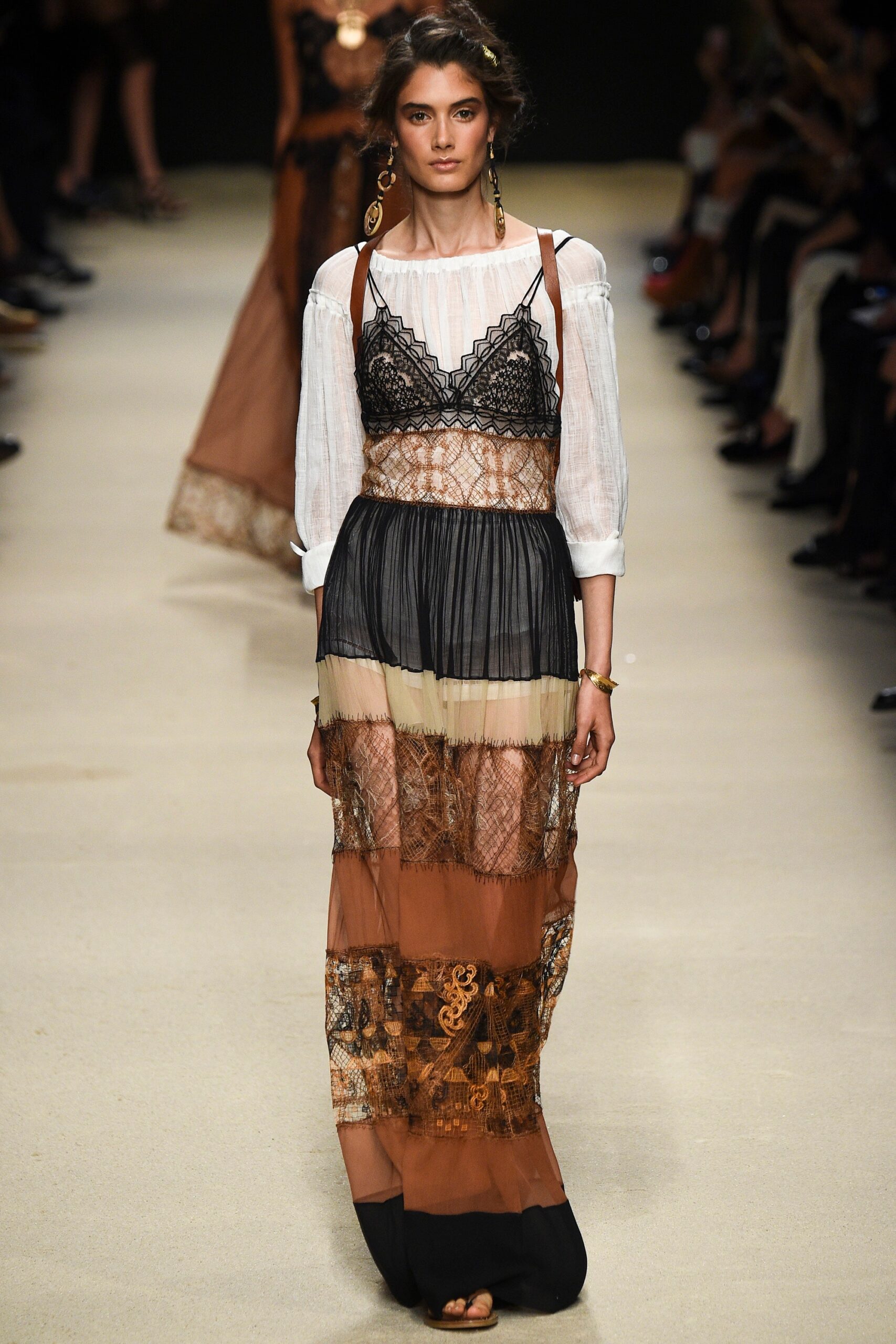 layered maxi dress with blouse