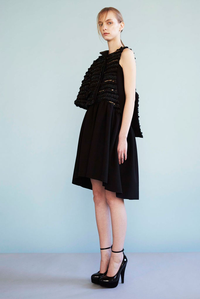 black cotton sleeveless structured layered jacket