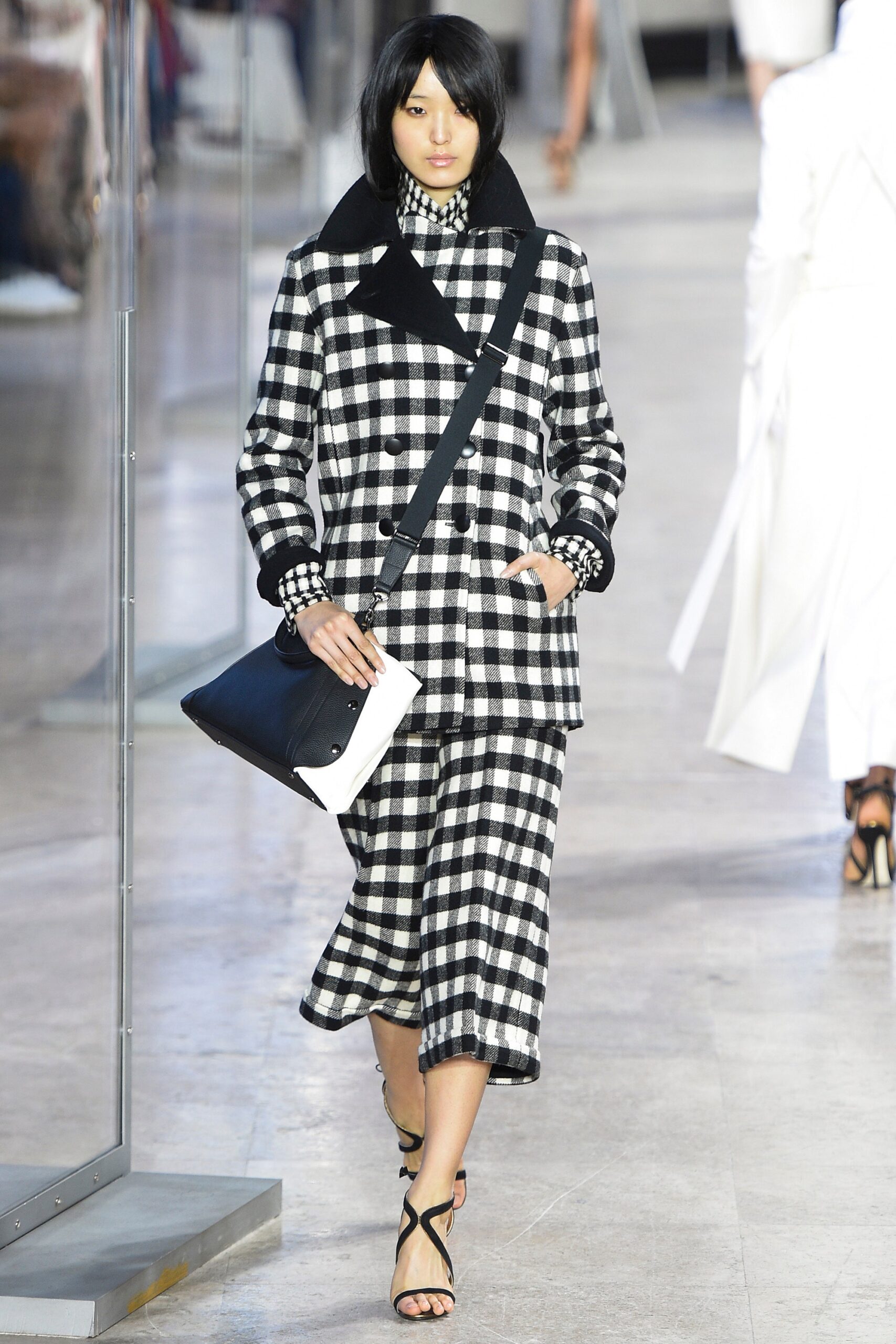black and white checked blazer and pants