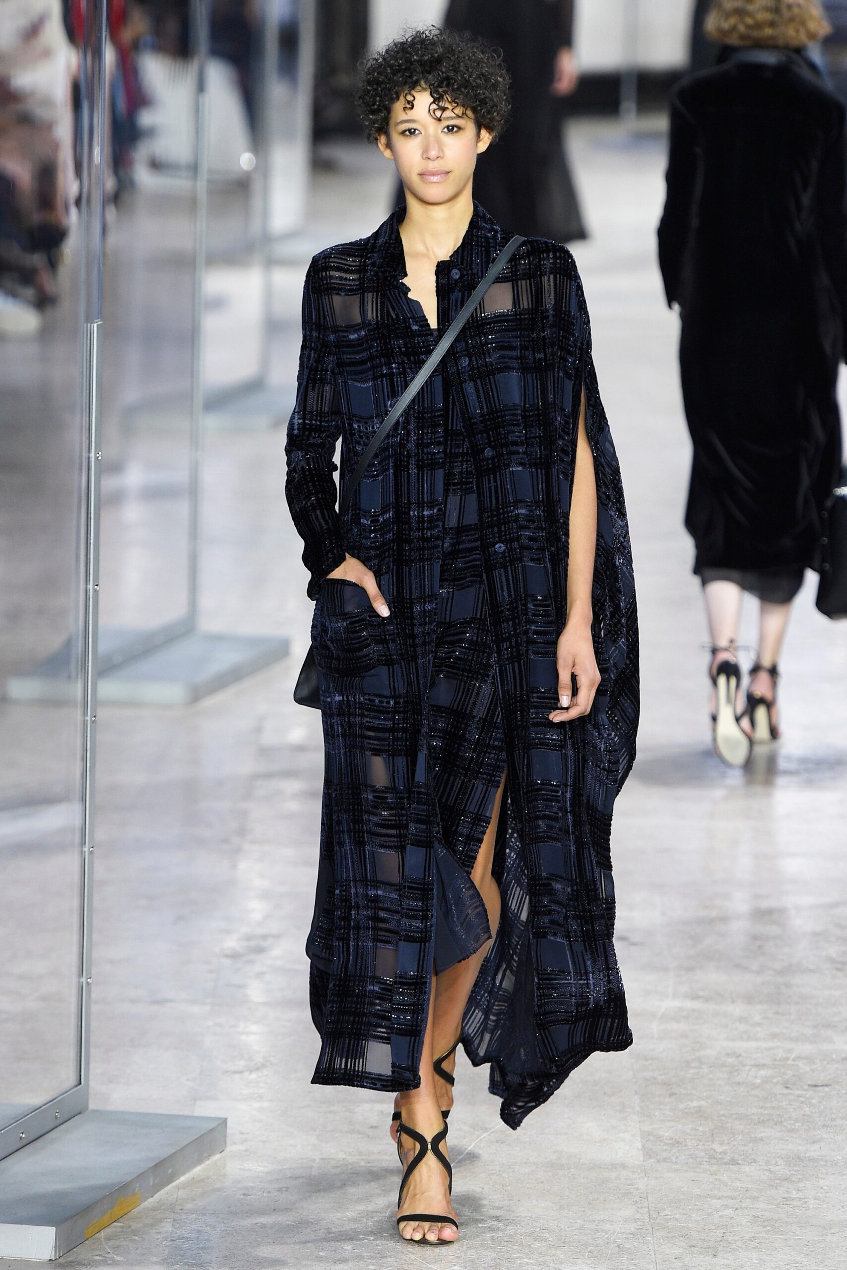 black blue silk maxi dress