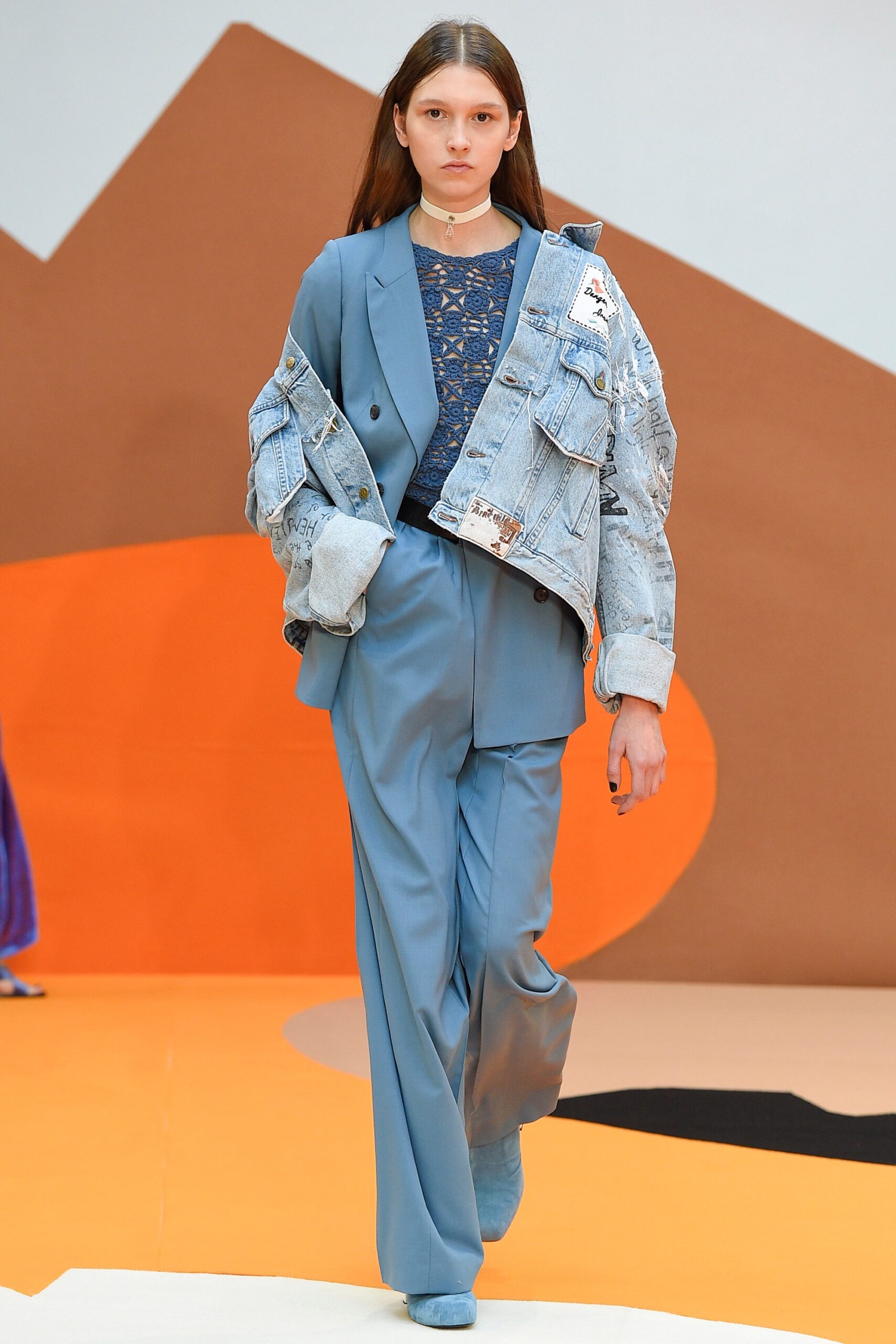 blue tailored blazer and pants