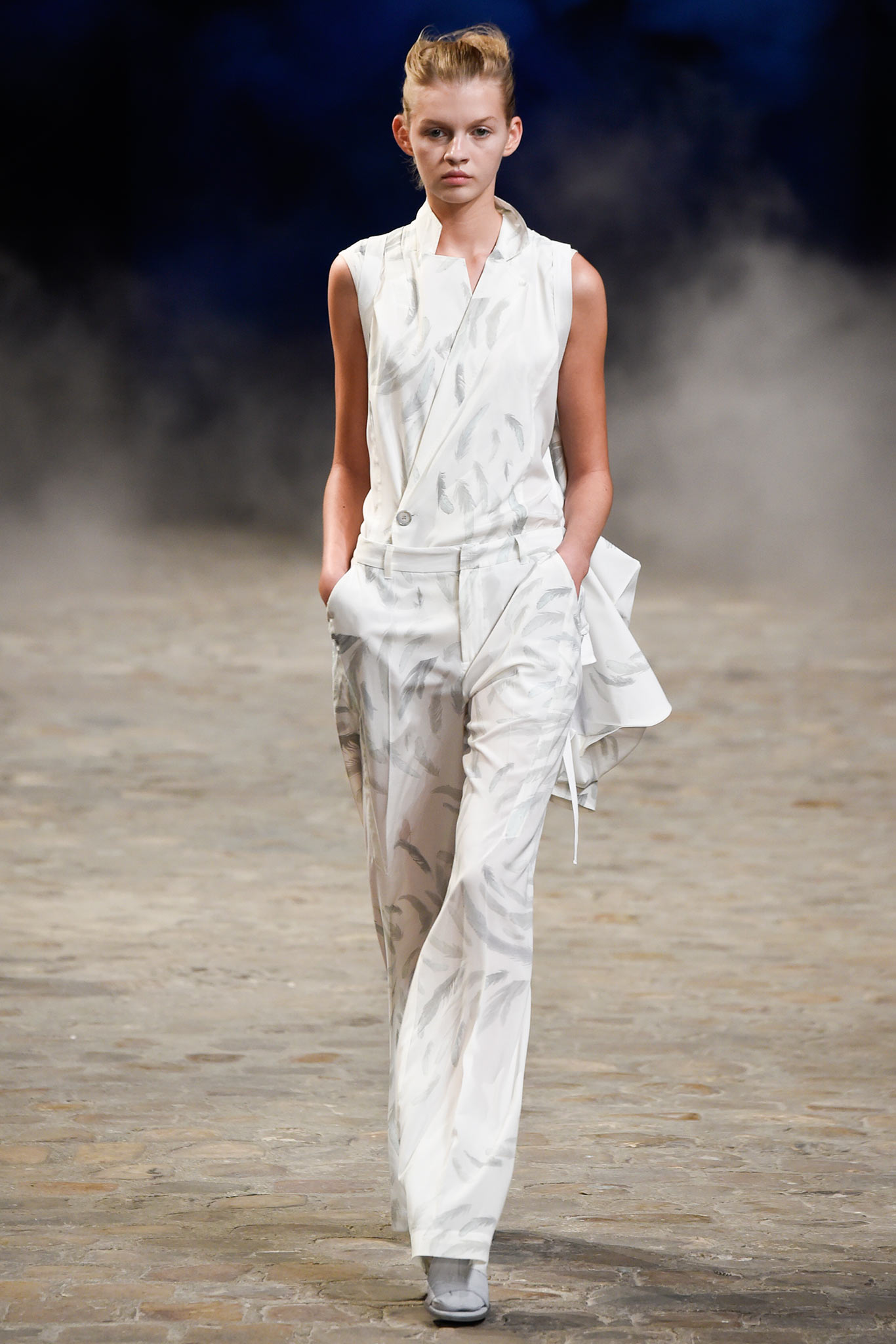 white fitted sleeveless jumpsuit