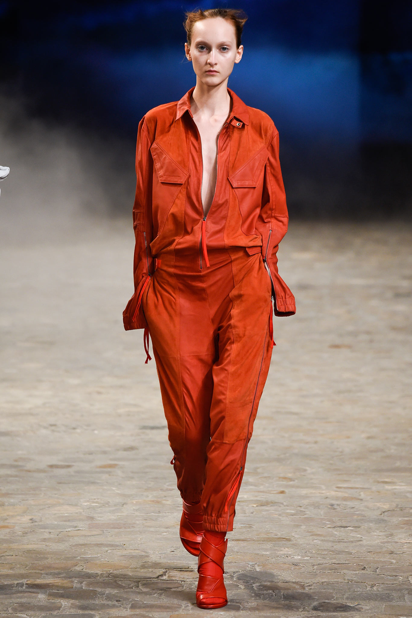 red silk fitted jacket and pants