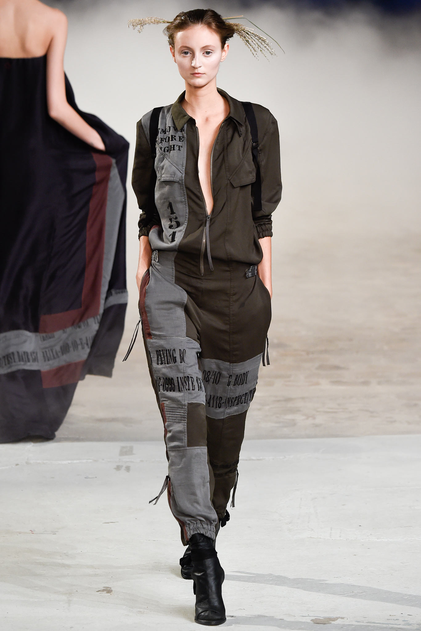 green gray fitted jumpsuit