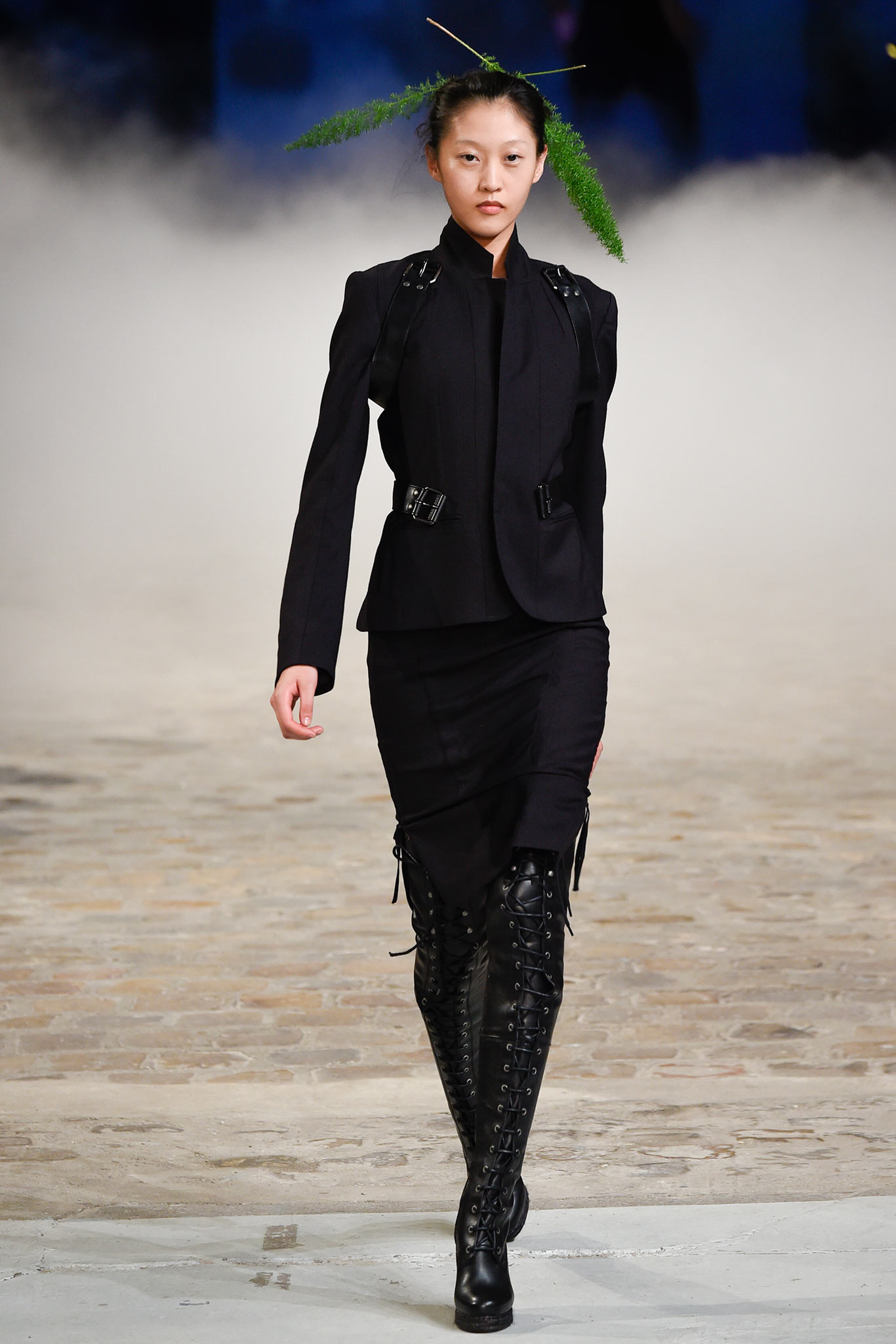 black tailored blazer and pencil skirt