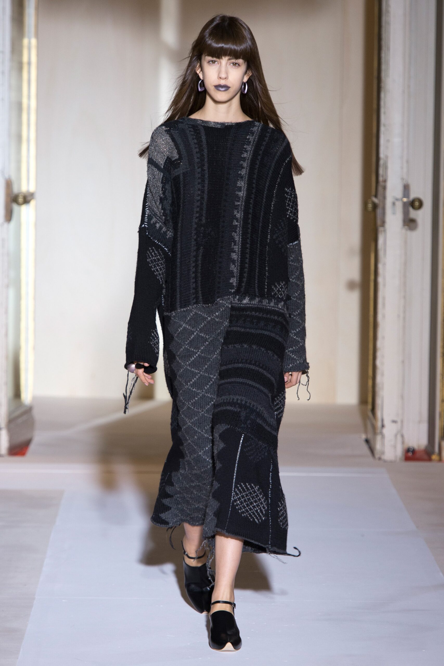 black gray patchwork midi dress