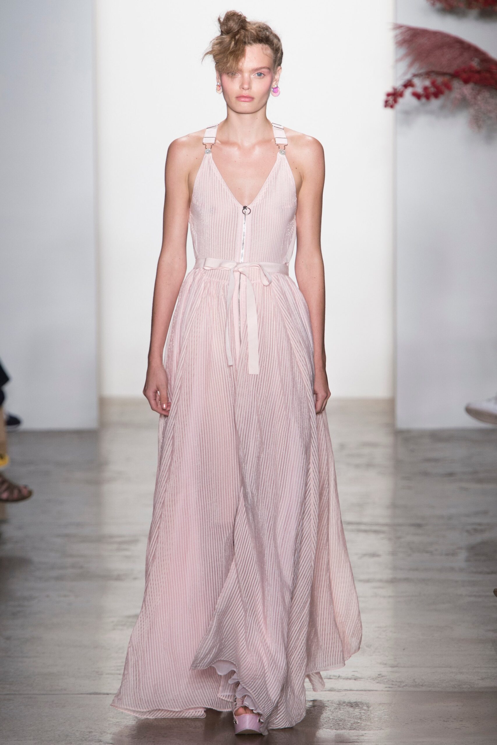 pink silk sleeveless dress