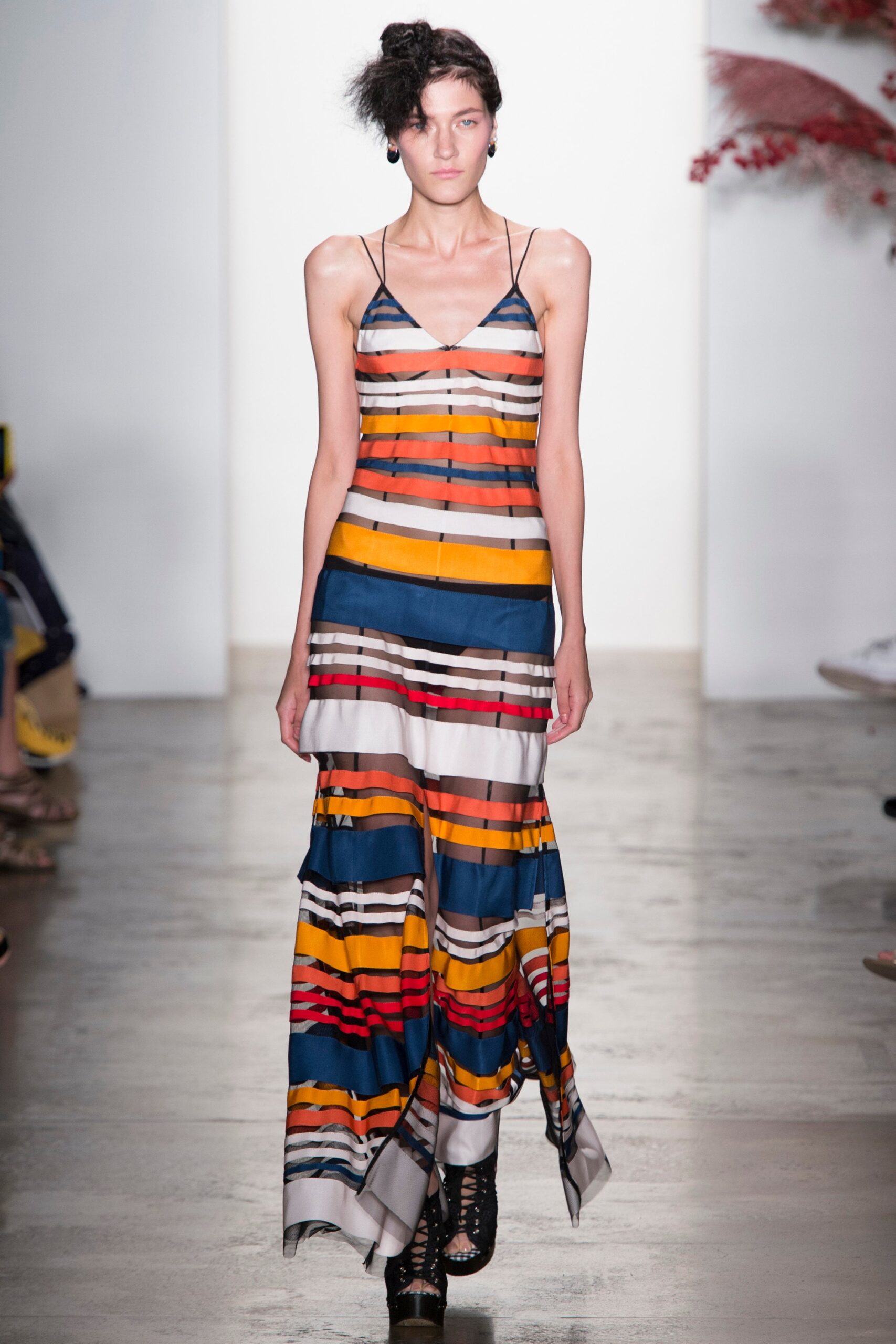 striped silk maxi dress