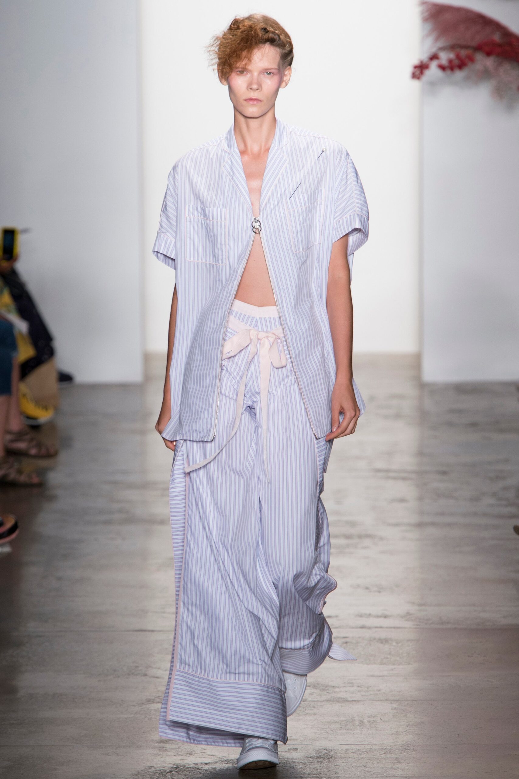 blue and white striped shirt and pants