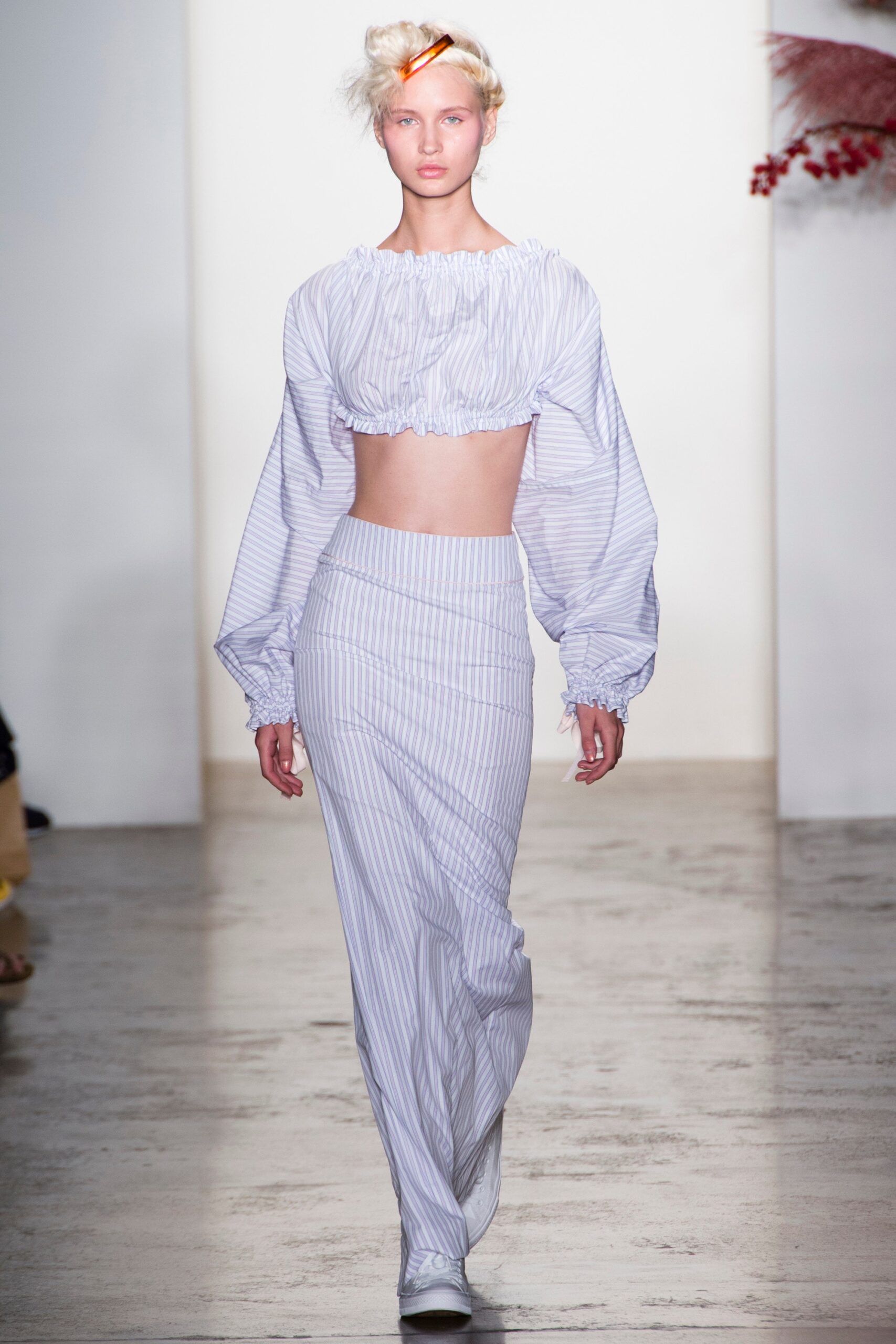 fitted striped crop top and skirt