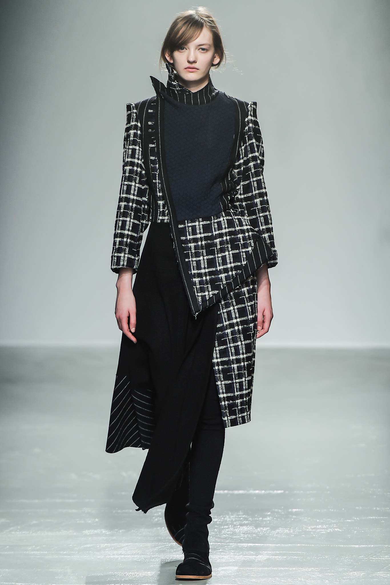 asymmetric black and white coat