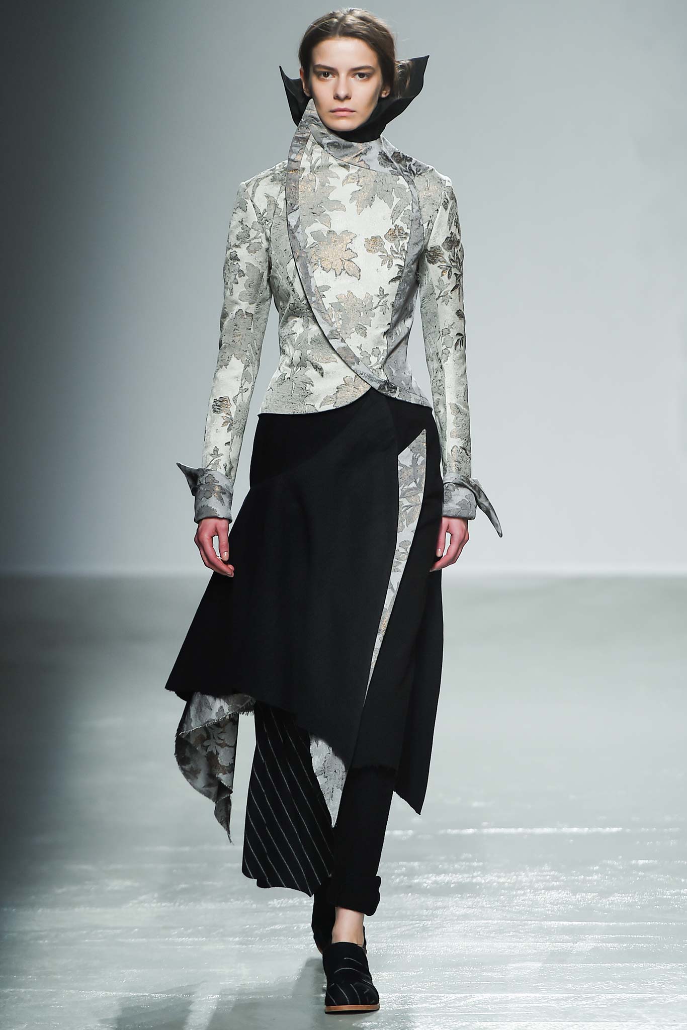 asymmetric floral blouse with slim pants