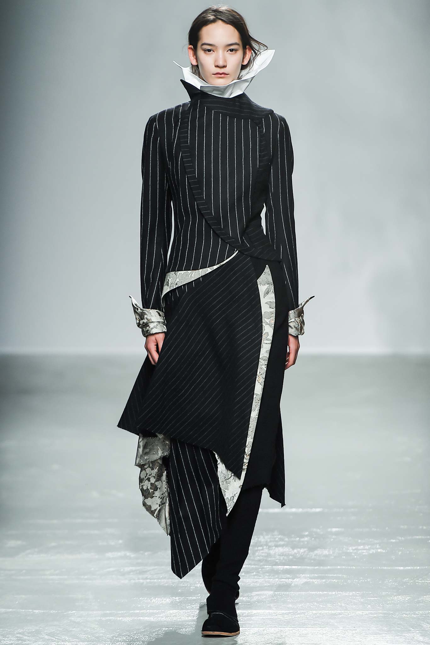 black and white striped asymmetric dress