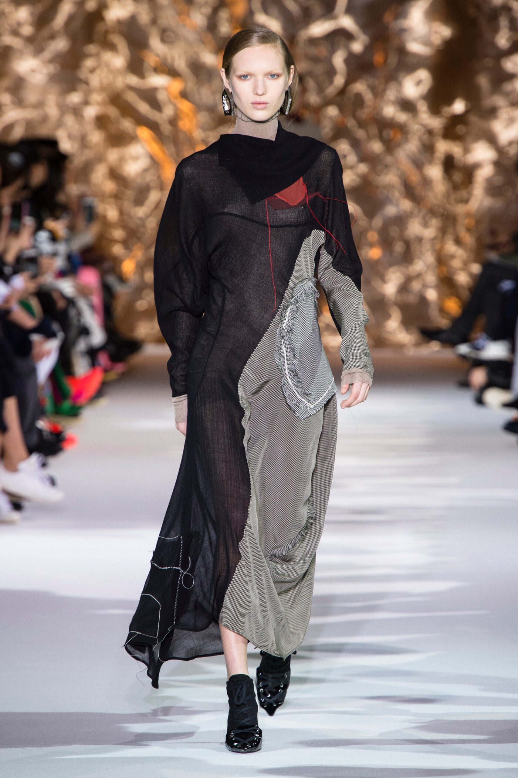 black and gray relaxed midi dress