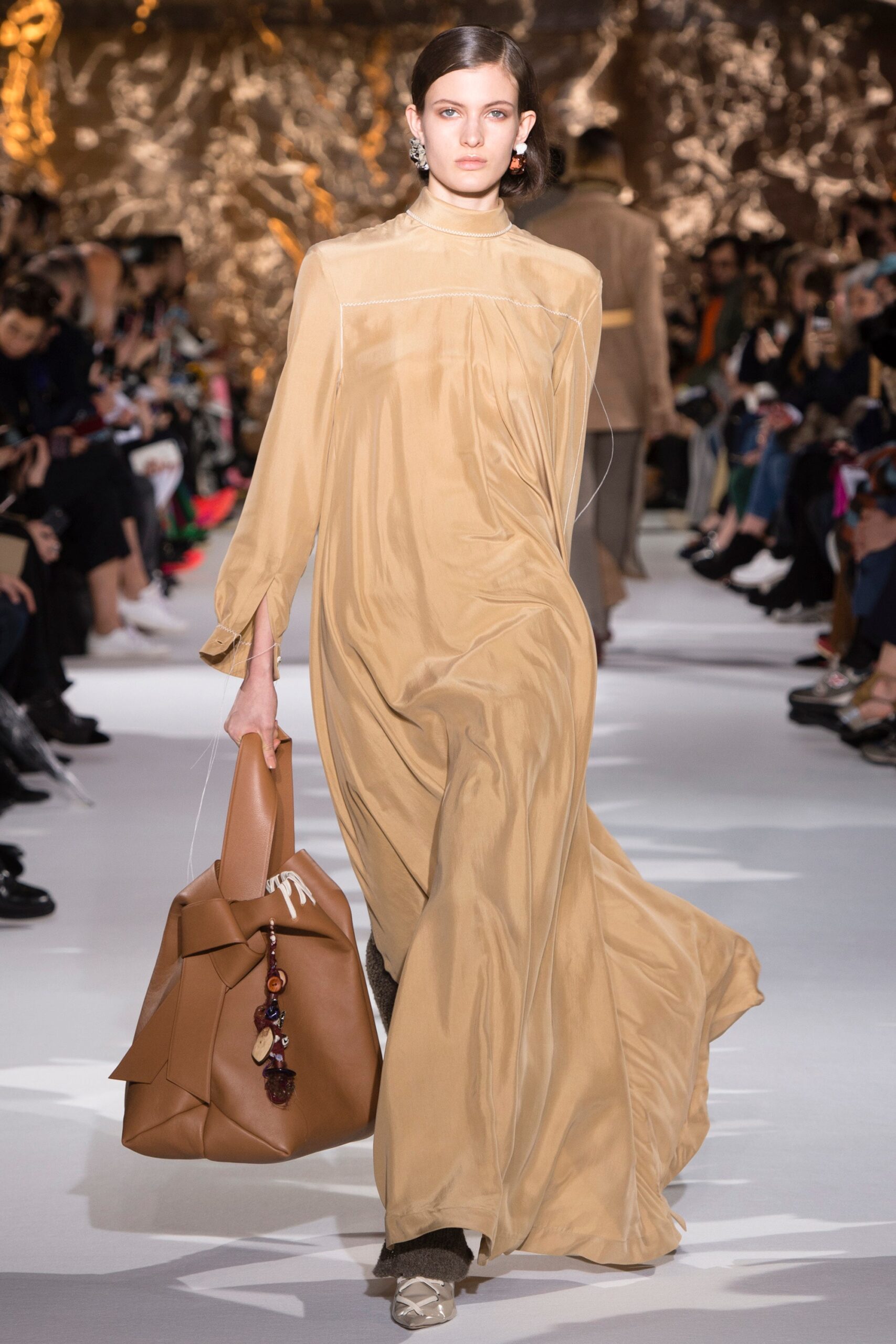 beige silk relaxed maxi dress