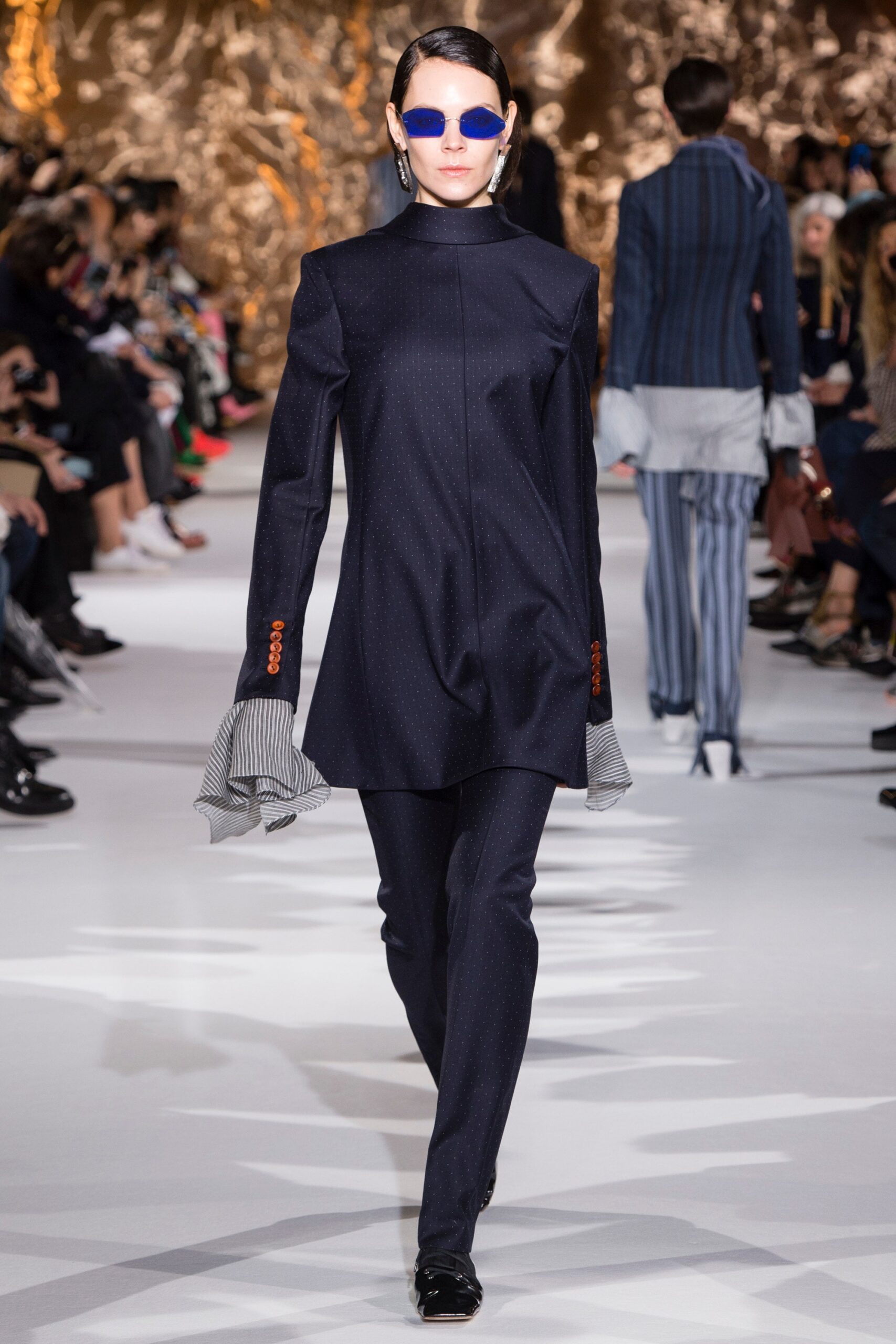 navy tailored blazer and pants