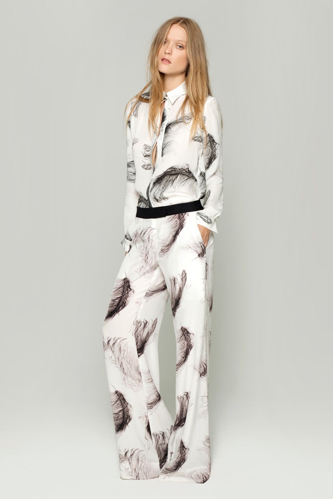 white silk printed shirt and pants