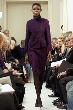 fitted purple suede suit