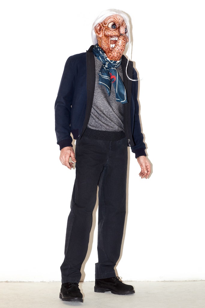 black jacket gray sweater outfit