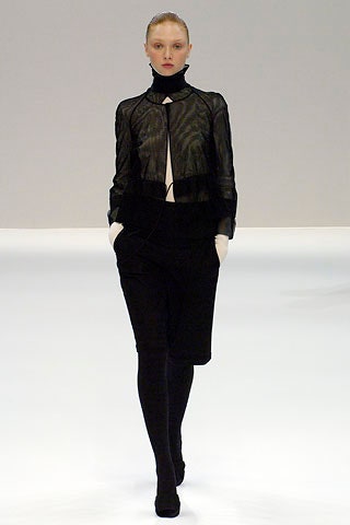 black silk long-sleeve high-neck fitted layered sheer jacket