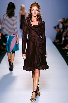 brown silk long-sleeve dress