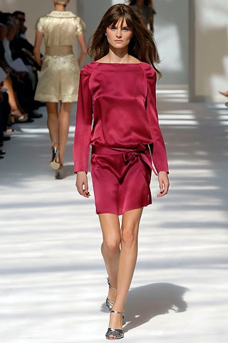 fitted pink silk mini dress