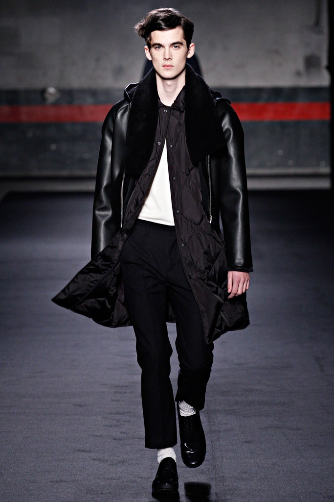 black leather coat with white shirt