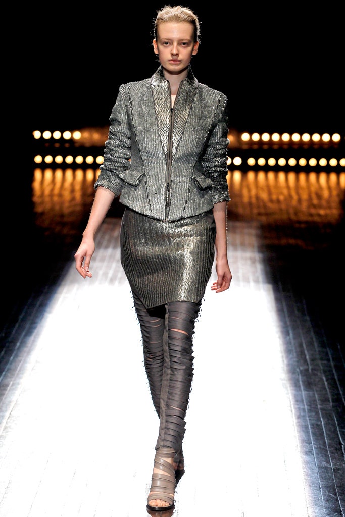 gray metallic long-sleeve collared fitted zippered shiny jacket