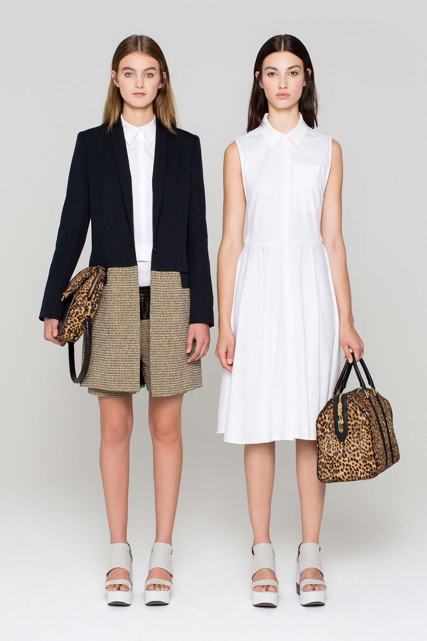 white cotton sleeveless collared fitted a-line midi shirt-dress