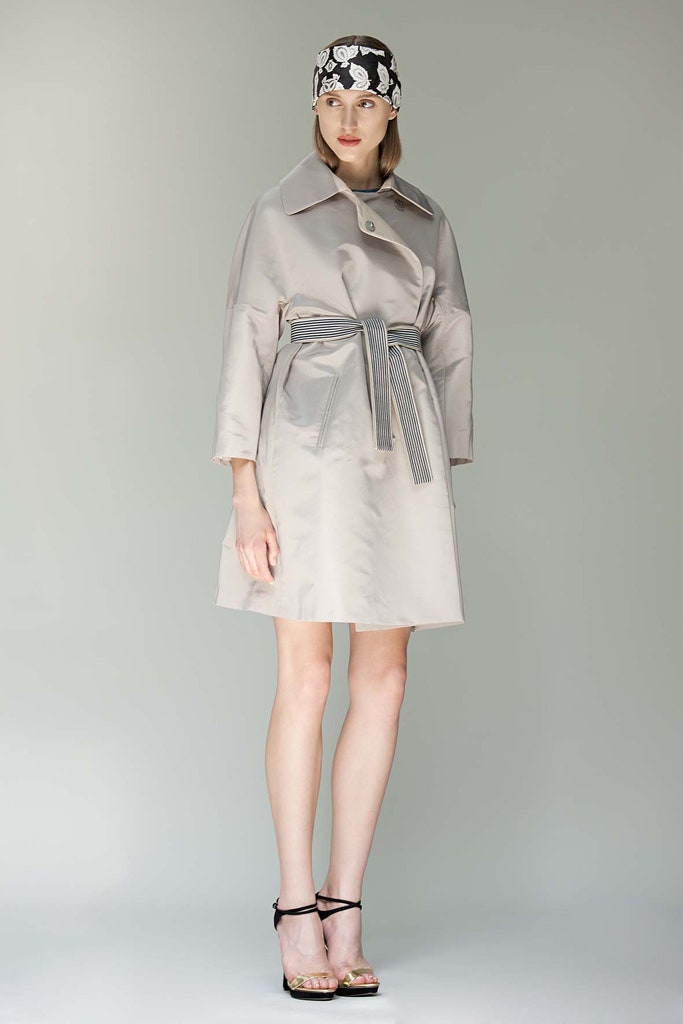 beige silk belted coat