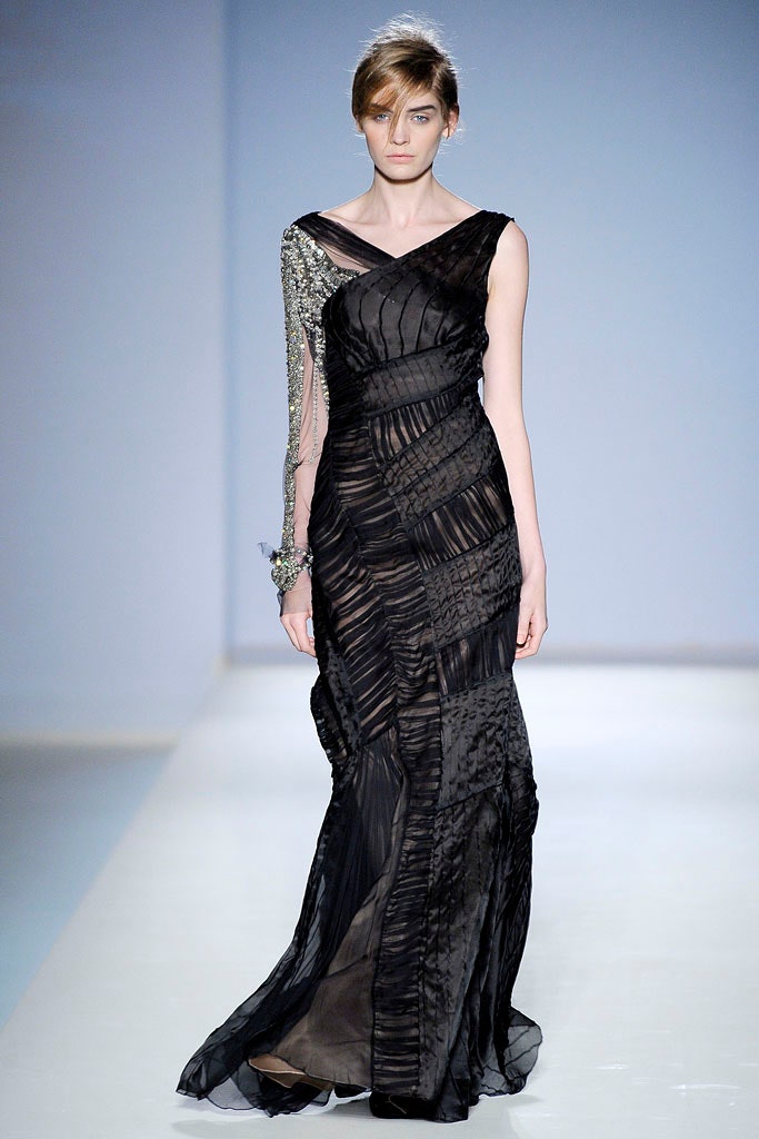 black silk fitted gown