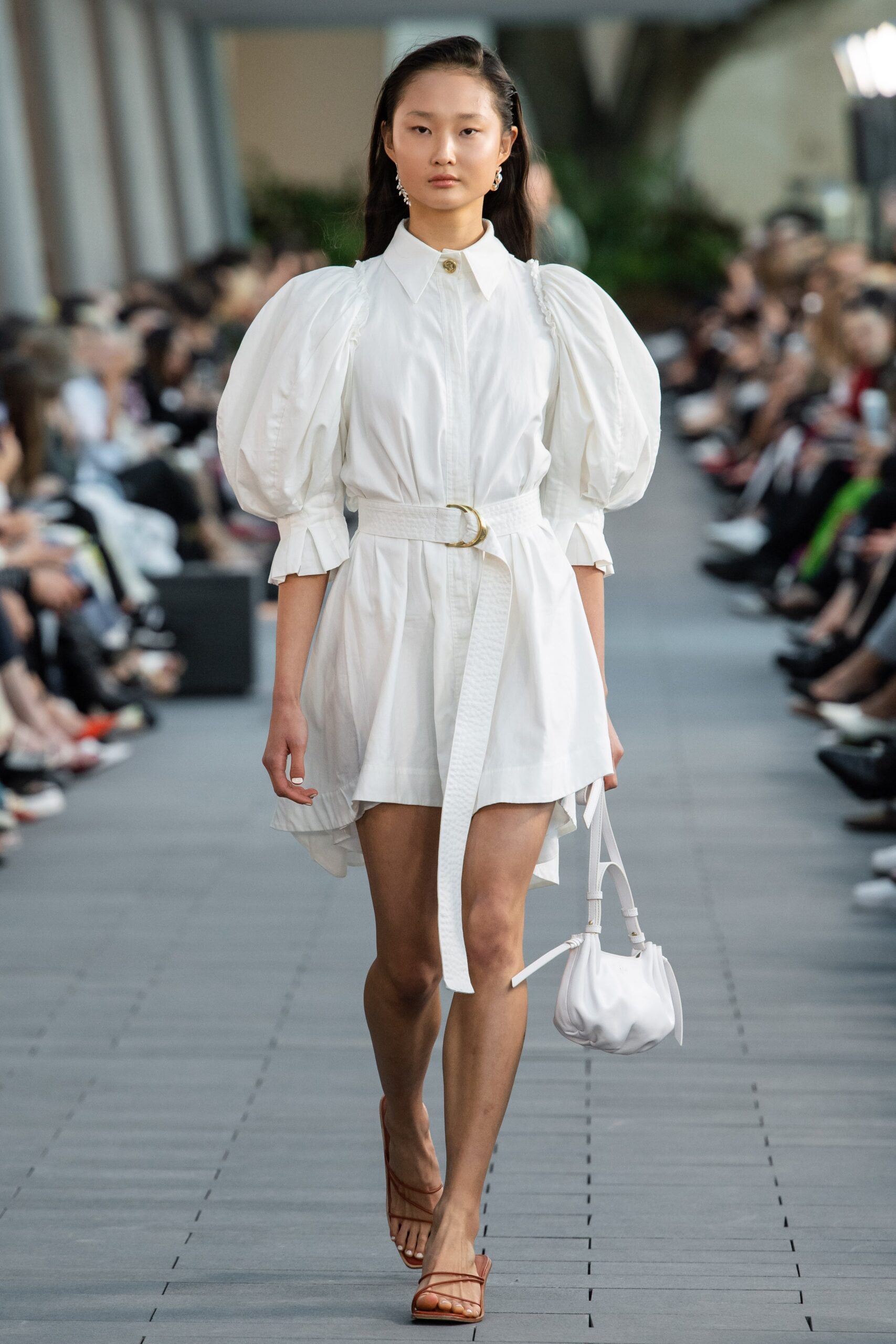 white fitted shirt-dress