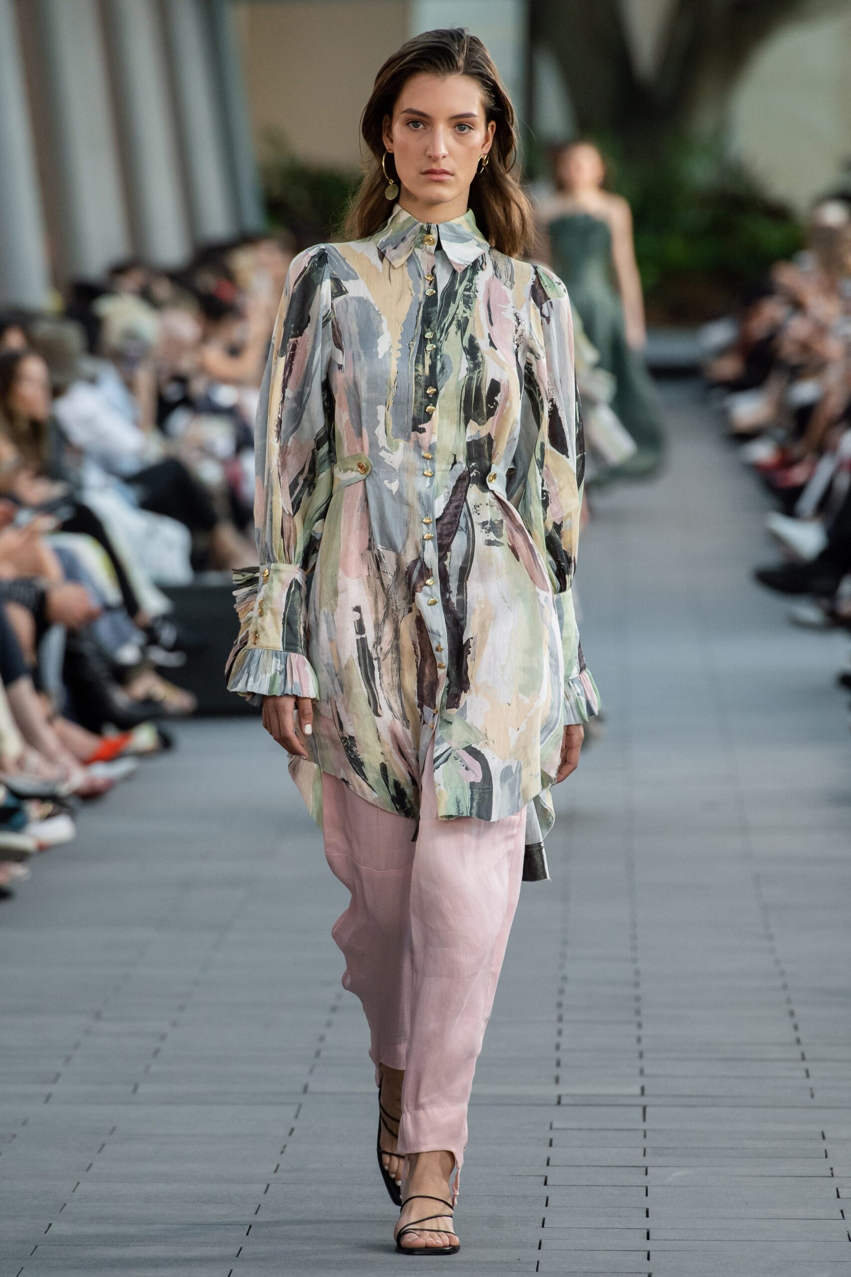 multi-colored relaxed shirt with pink pants