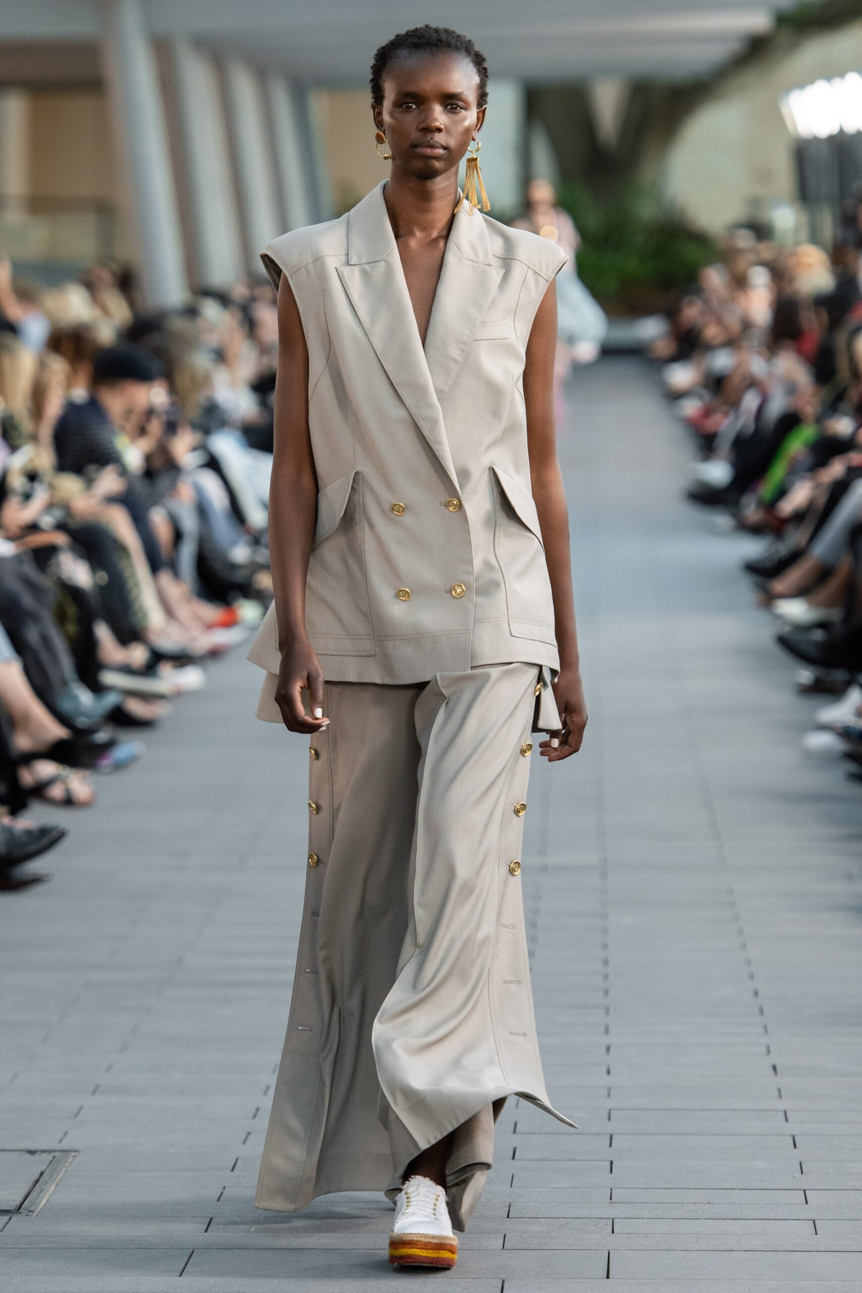 beige relaxed blazer and pants