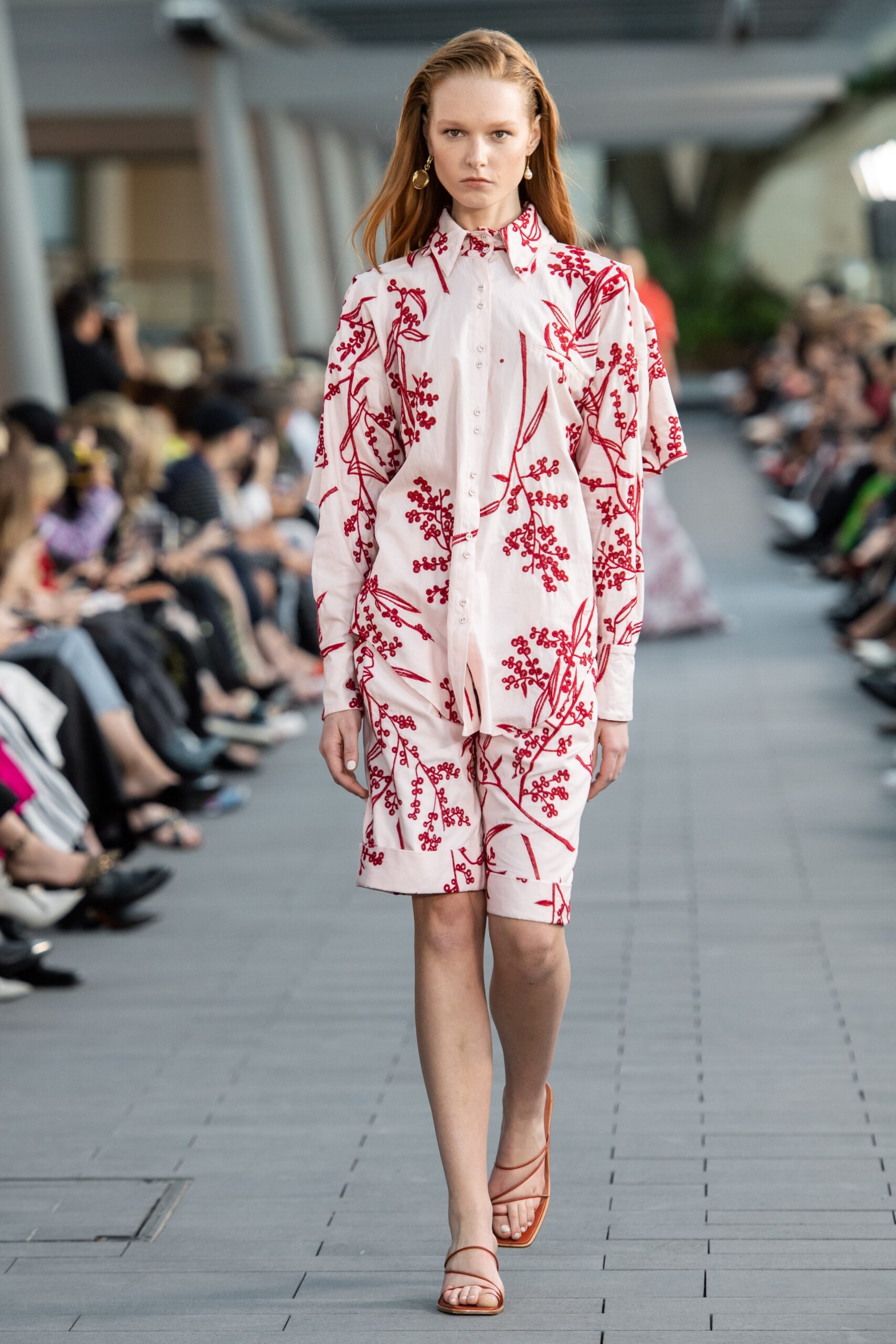 white red printed shirt-dress