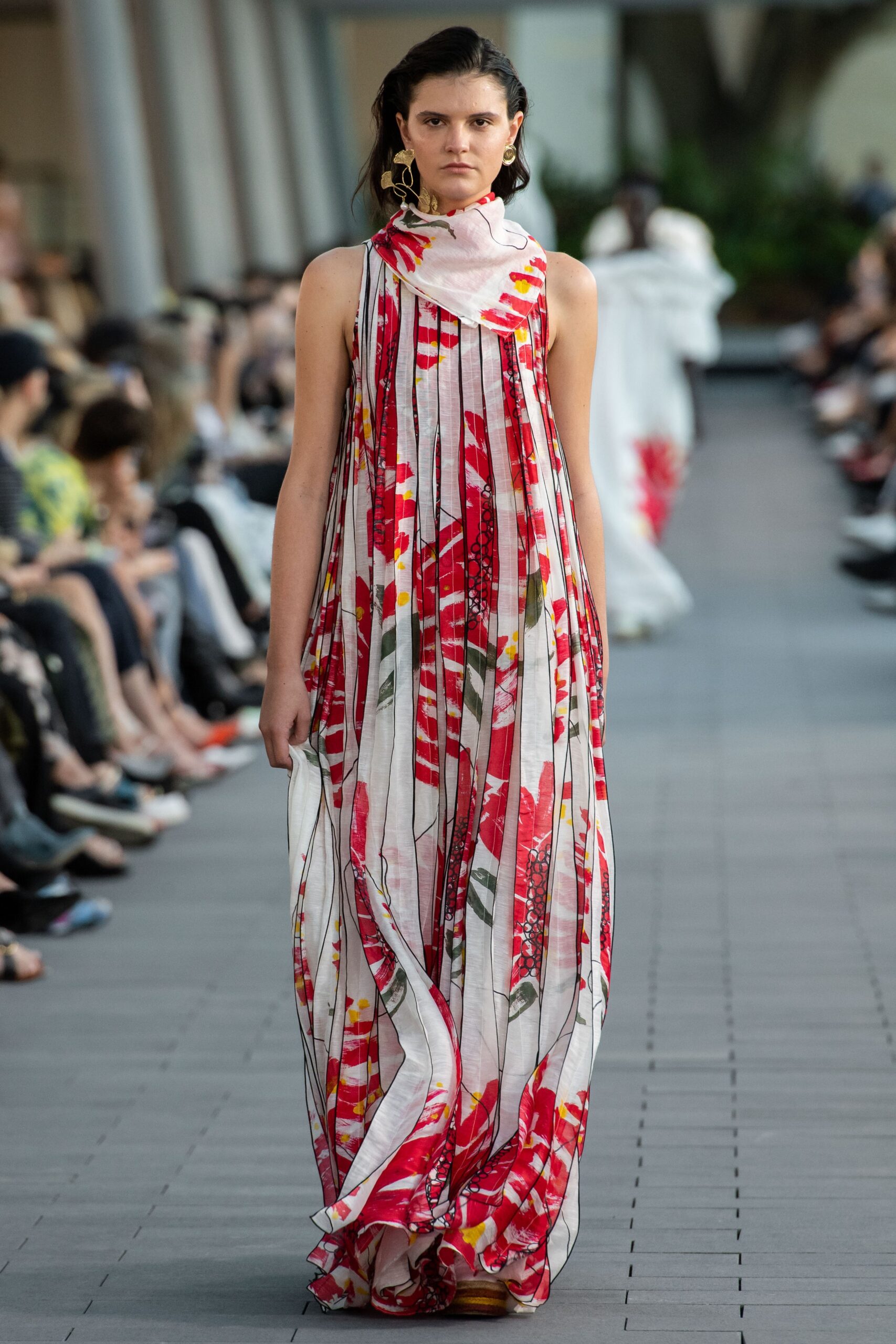 relaxed white floral maxi dress