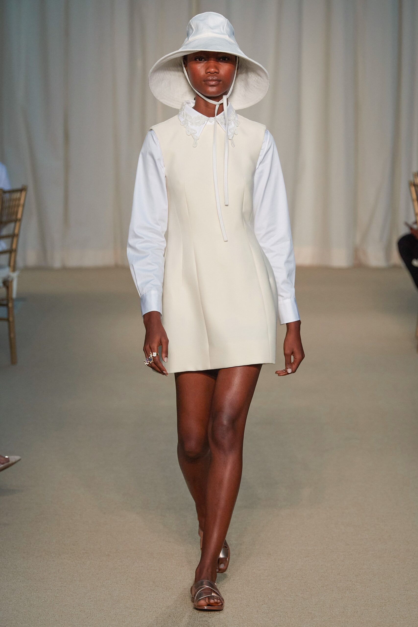 white mini dress with hat