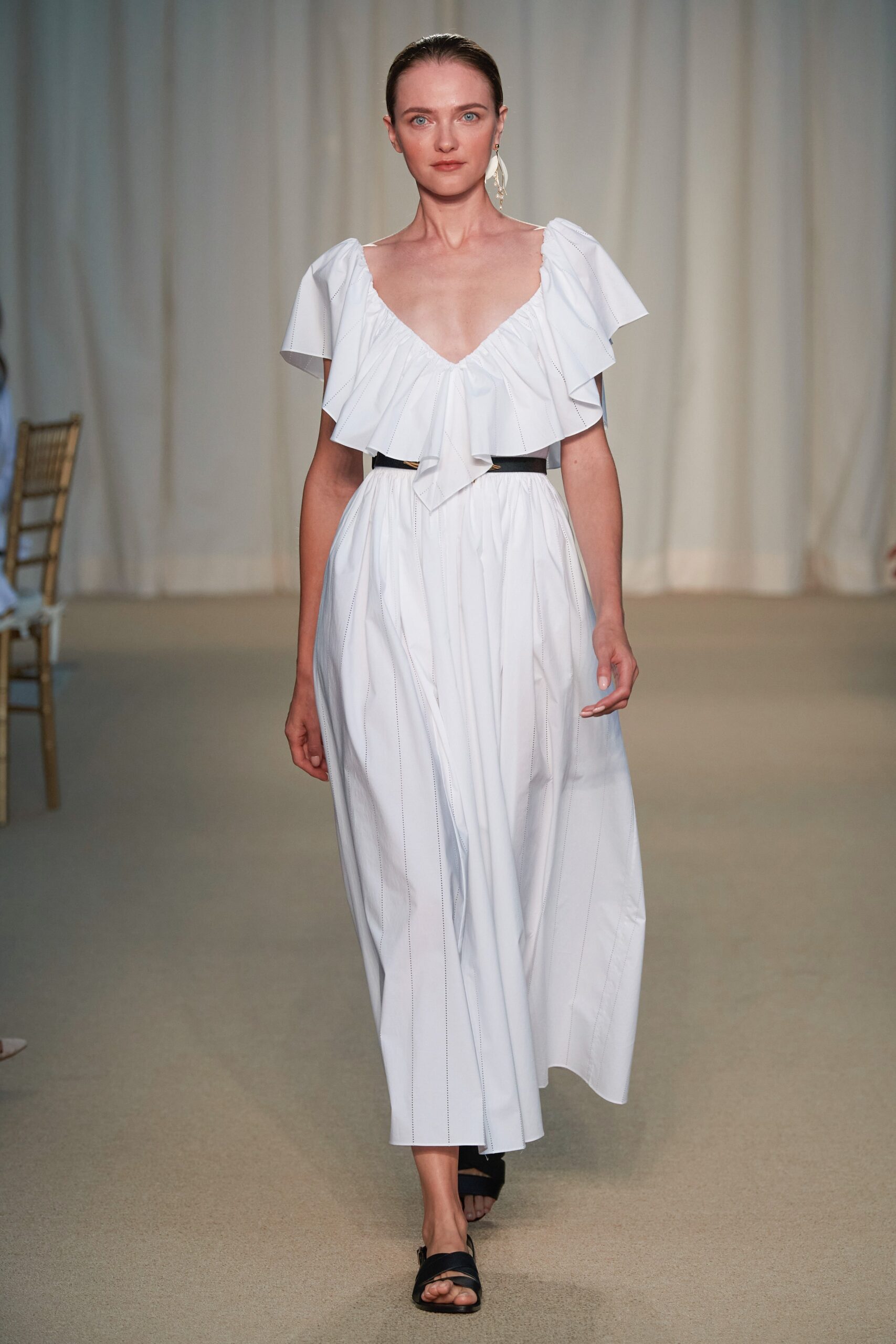 white relaxed midi dress